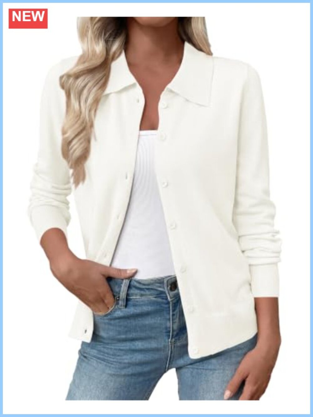 Collared Button Down Long Sleeve Knit Cardigan Sweater